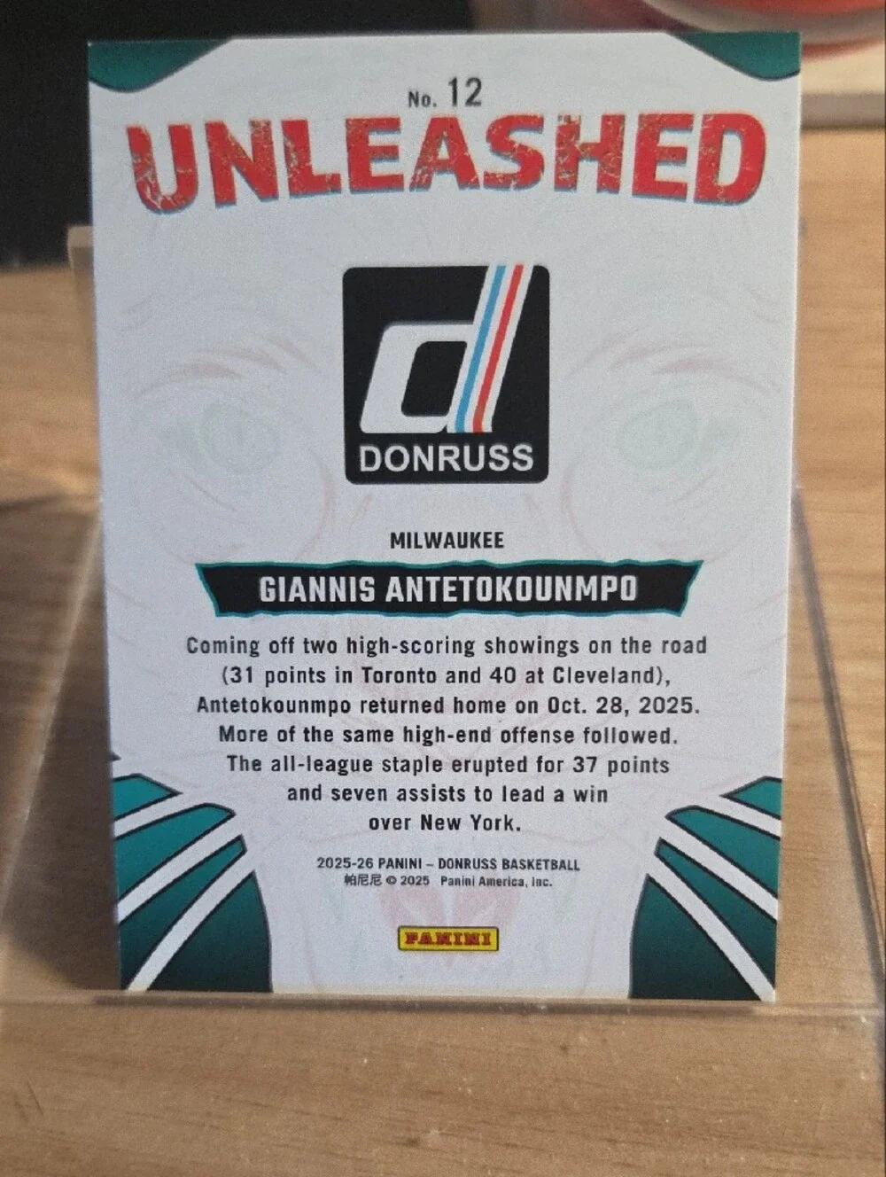 Donruss Unleashed Giannis Antetokounmpo Trading Card - Black, Orange, Teal